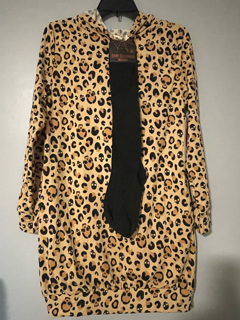 🎃New Shosho Leopard Print Hoodie Dress with Socks